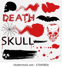 Halloween vector set: scary textures, skulls and blood 