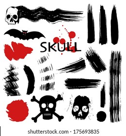 Halloween vector set: scary textures, skulls and blood 