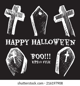 Halloween vector set with tombstones