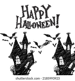 halloween vector sketch illustration, scribble art