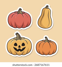 Halloween vector sticker collection in flat design
