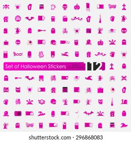 Halloween vector sticker icons with shadow. Paper cut