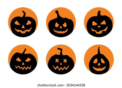 Halloween vector stickers. Hand drawn tags with pumpkin. Decoration for Halloween party.