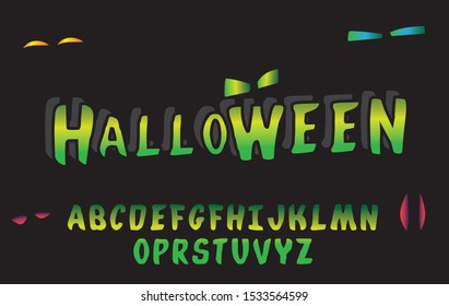 Halloween vector of stylized modern font and alphabet, typeface, abc, poster, banner, design