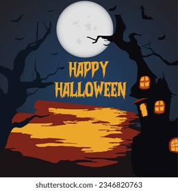 halloween vector template with full moon