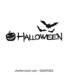 Halloween vector text lettering isolated pumpkin bats design illustration black