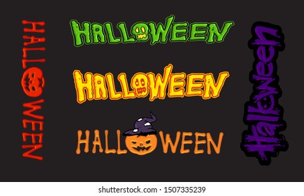 Halloween vector. Text title and logo characters & icons