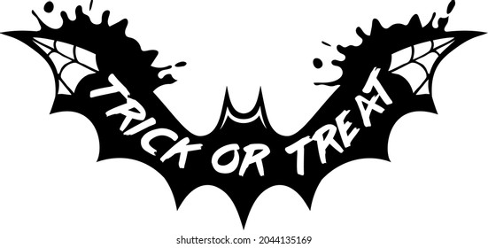 Halloween vector t-shirt design with decorated phrase "Trick or Treat" and bat. Perfect design for halloween celebration.