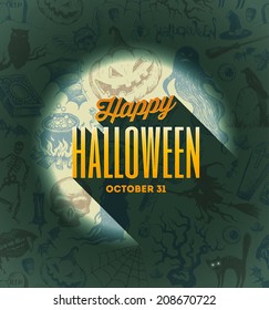 Halloween vector type design on a hand drawn background