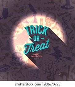 Halloween vector type design on a hand drawn background