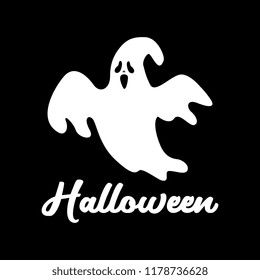 Halloween vector with typography lettering and ghost