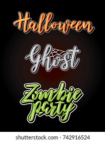 Halloween vector volume lettering set. Holiday calligraphy for banner, poster, greeting card, party invitation.