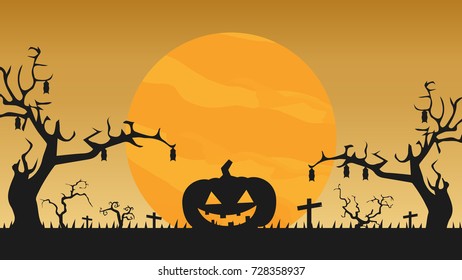 Halloween vector wallpaper. free space for text. Halloween moon.