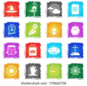 halloween vector web icons in grunge style for user interface design
