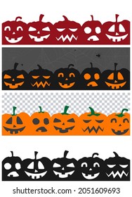 Halloween vector yellow, black, red pumpkin illustration or icon set