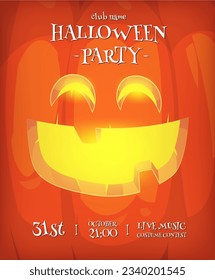 Fondo vertical de Halloween con calabaza naranja adorable. Volante de fiesta de Halloween o plantilla de invitación.