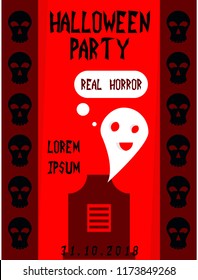 Halloween vertical background. Flyer or invitation template for Halloween party. Vector illustration.