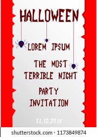 Halloween vertical background. Flyer or invitation template for Halloween party. Vector illustration.