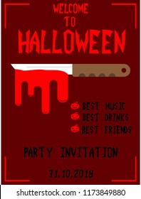 Halloween vertical background. Flyer or invitation template for Halloween party. Vector illustration.