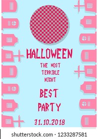 Halloween vertical background. Flyer or invitation template for Halloween party. Vector illustration.