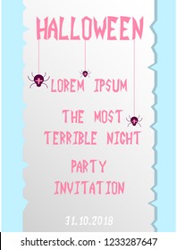 Halloween vertical background. Flyer or invitation template for Halloween party. Vector illustration.