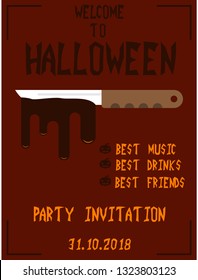 Halloween vertical background. Flyer or invitation template for Halloween party. Vector illustration.