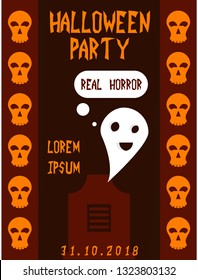 Halloween vertical background. Flyer or invitation template for Halloween party. Vector illustration.