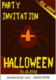 Halloween vertical background. Flyer or invitation template for Halloween party. Vector illustration.