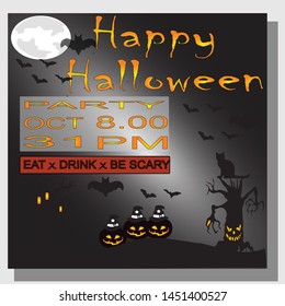 Halloween vertical background. Flyer or invitation template for Halloween party. Vector illustration.