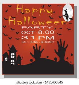 Halloween vertical background. Flyer or invitation template for Halloween party. Vector illustration.