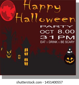 Halloween vertical background. Flyer or invitation template for Halloween party. Vector illustration.