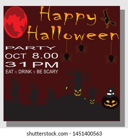 Halloween vertical background. Flyer or invitation template for Halloween party. Vector illustration.