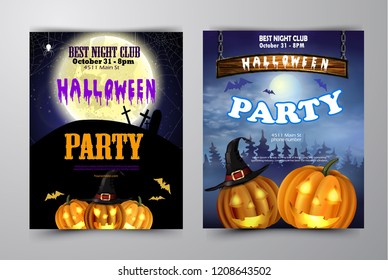 Halloween vertical background with pumpkins