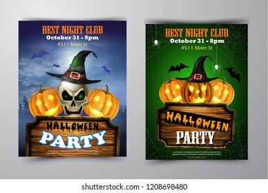 Halloween vertical background with pumpkins
