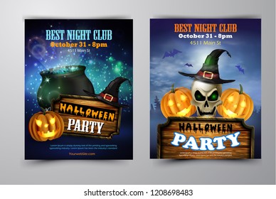 Halloween vertical background with pumpkins