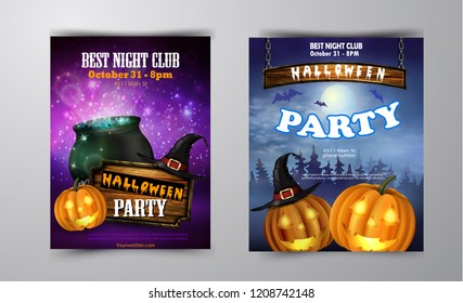 Halloween vertical background with pumpkins