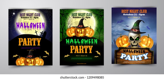 Halloween vertical background with pumpkins
