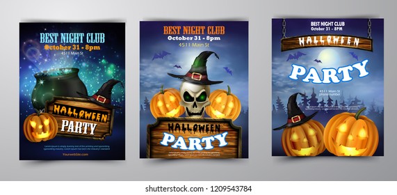 Halloween vertical background with pumpkins