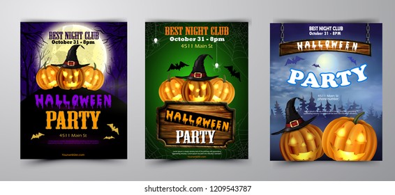 Halloween vertical background with pumpkins