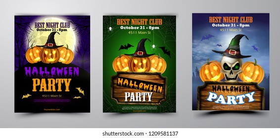 Halloween vertical background with pumpkins