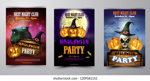 Halloween vertical background with pumpkins