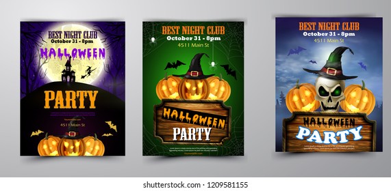 Halloween vertical background with pumpkins