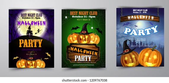 Halloween vertical background with pumpkins