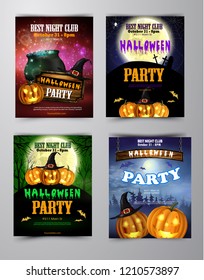 Halloween vertical background with pumpkins
