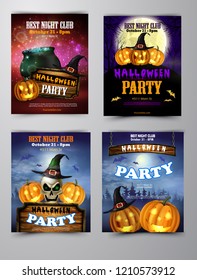 Halloween vertical background with pumpkins