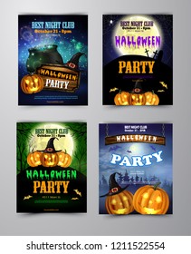 Halloween vertical background with pumpkins