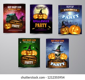 Halloween vertical background with pumpkins