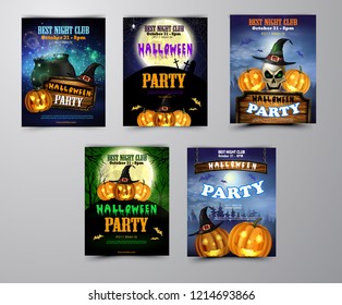 Halloween vertical background with pumpkins