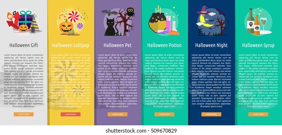 Halloween Vertical Banner Design | Set of great vertical banner flat design illustration concepts for halloween, holiday, horror, night and much more.