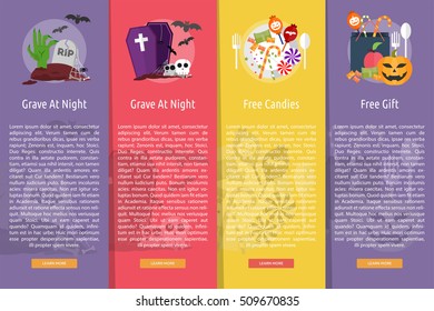 Halloween Vertical Banner Design | Set of great vertical banner flat design illustration concepts for halloween, holiday, horror, night and much more.